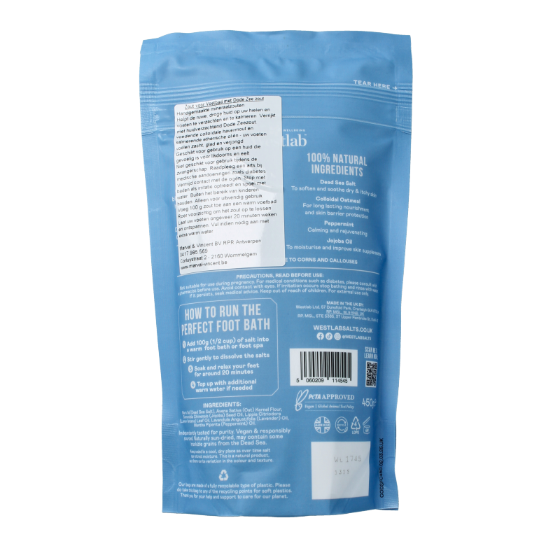 Westlab Foot soak dode zeezout 450 Gram