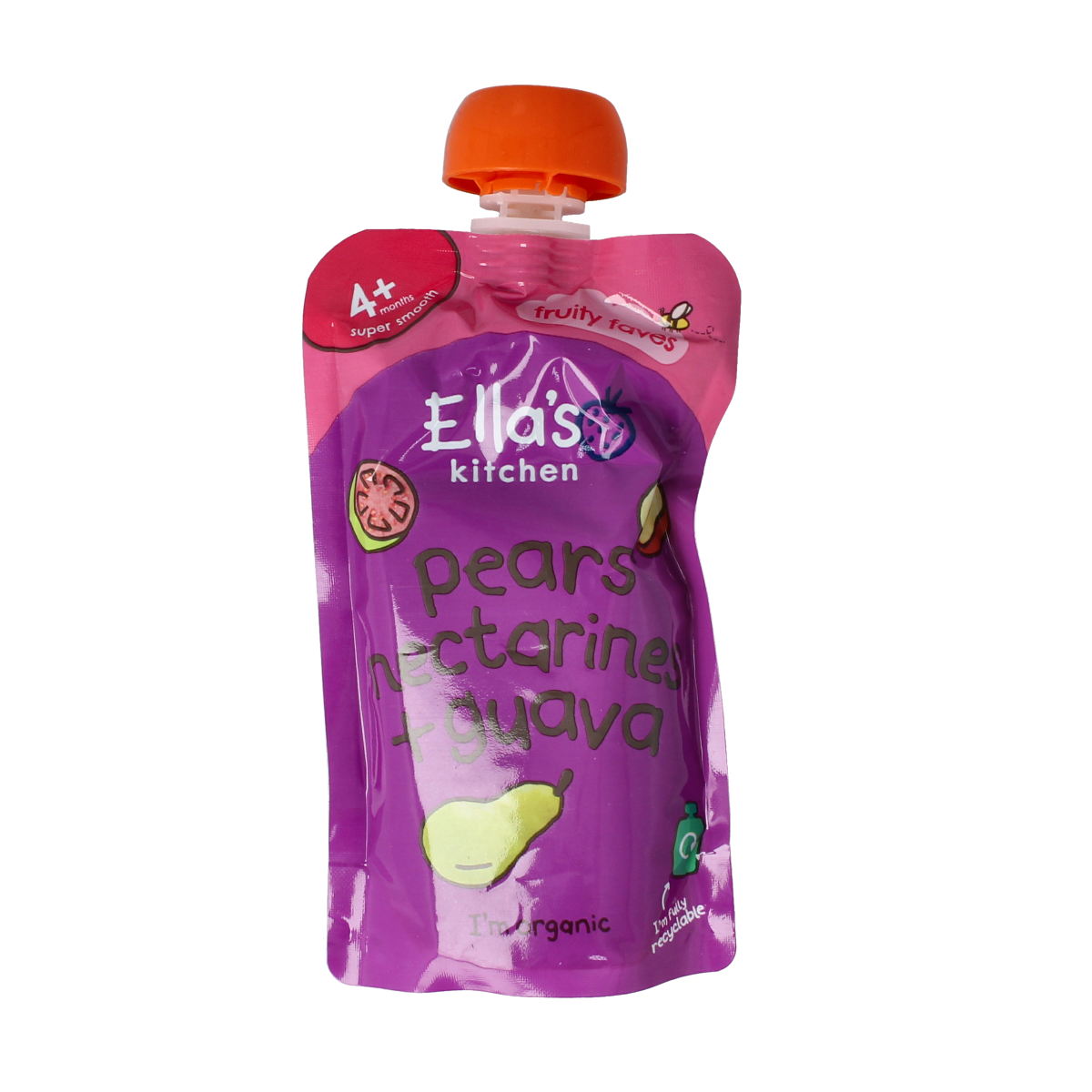 Ella's Kitchen Pears nectarines & guava 4+ knijpzakje bio 120.00 Gram