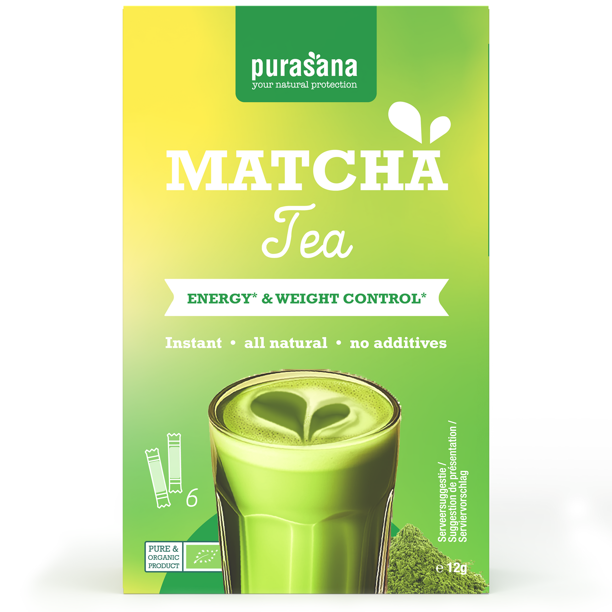 Purasana Instant matcha groene thee bio 12.00 Gram