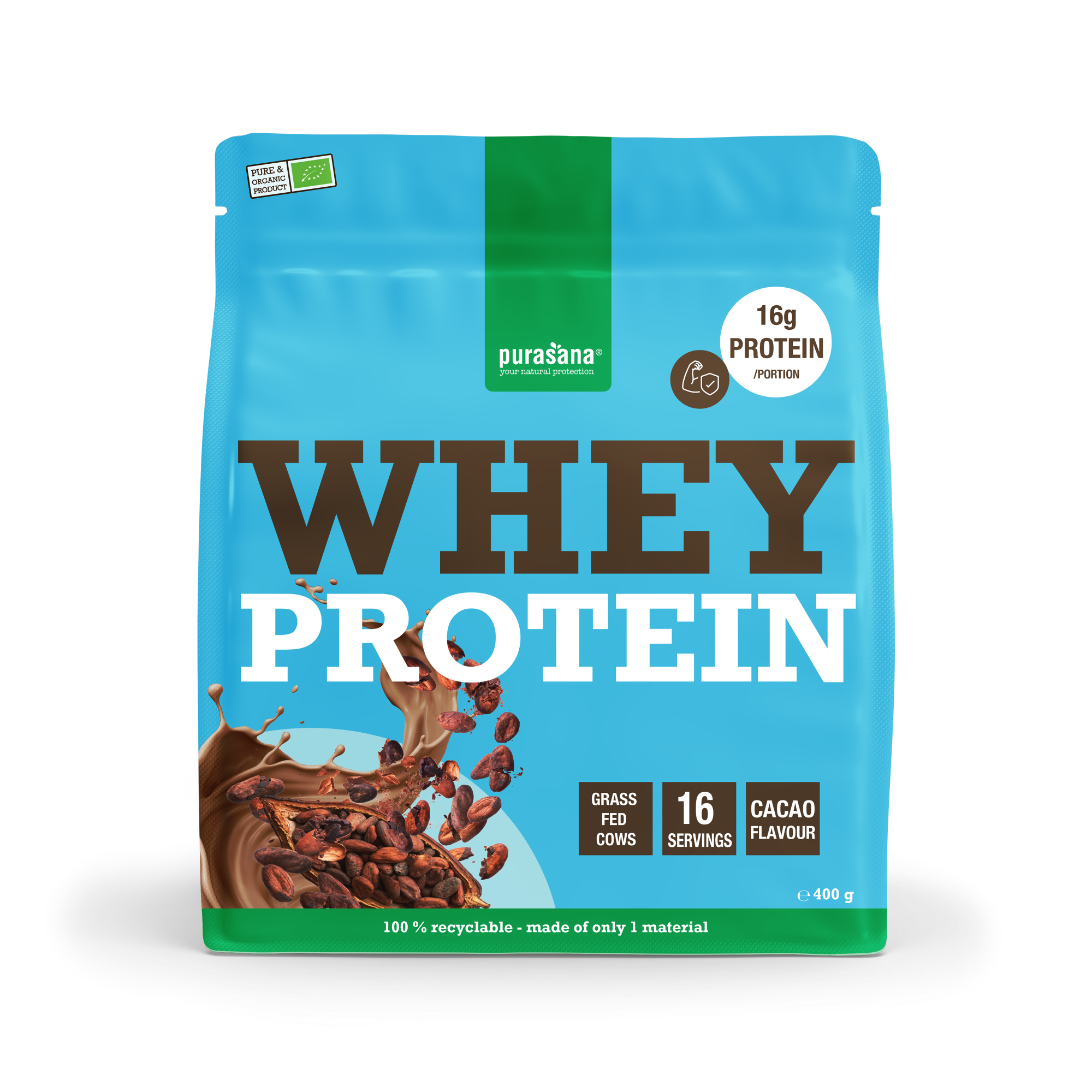 Purasana Whey proteine cacao bio 400 Gram