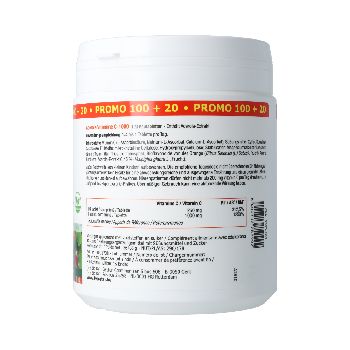 Fytostar Acerola vitamine C 1000 150.00 Kauwtabletten