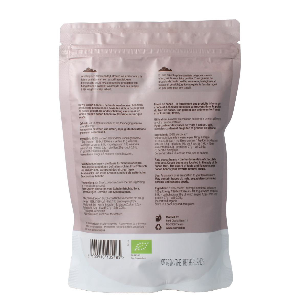 Nutribel Cacao poeder raw bio 200.00 Gram