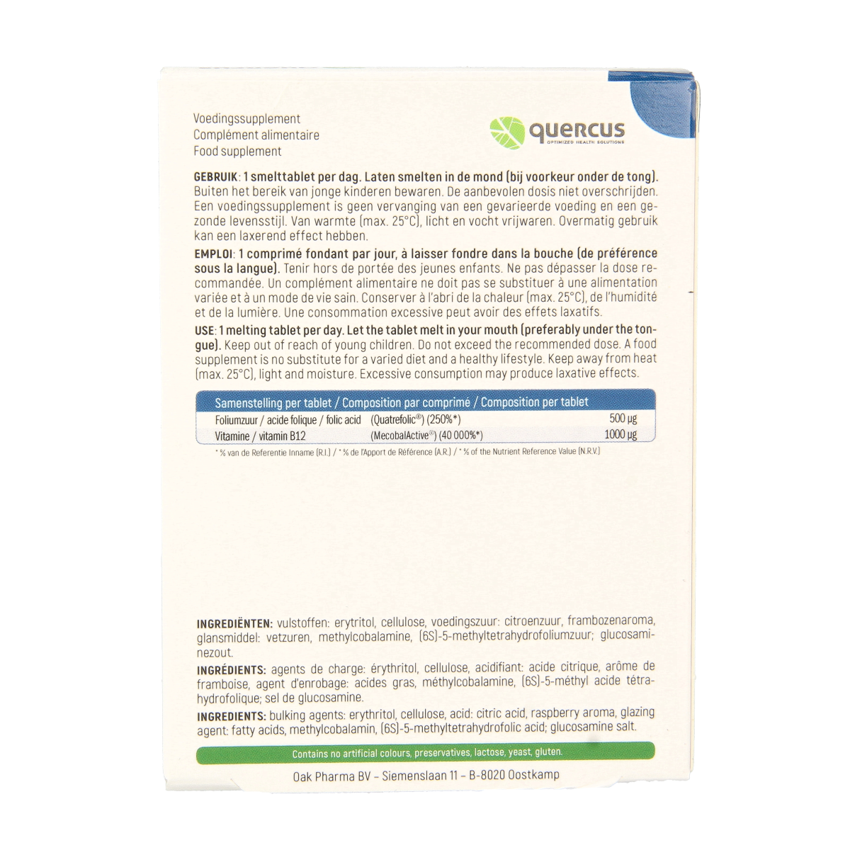 Quercus Folate B12 80.00 Tabletten
