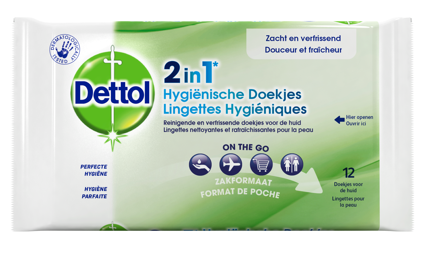Dettol Wipes 2-in-1 12.00 Stuks