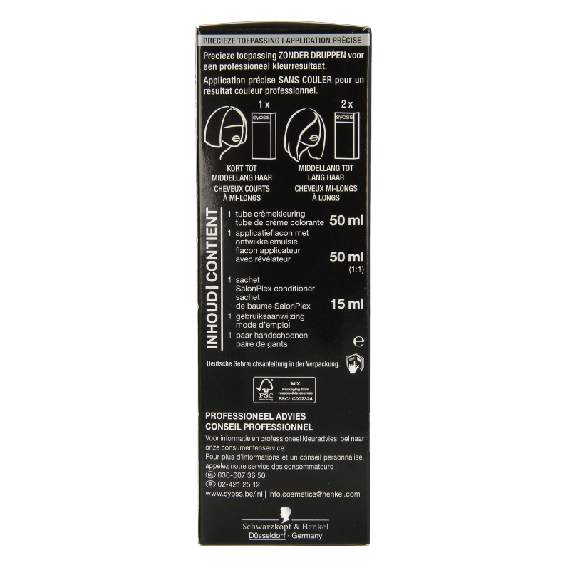 Syoss Color baseline 1-1 black haarverf 1 Set