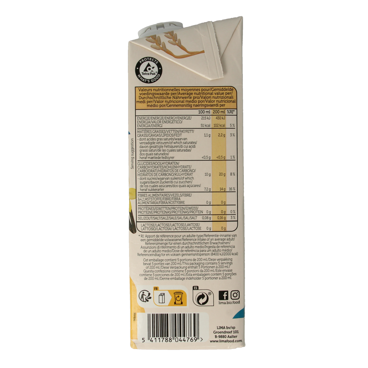 Lima Rice drink vanilla bio 1.00 Liter