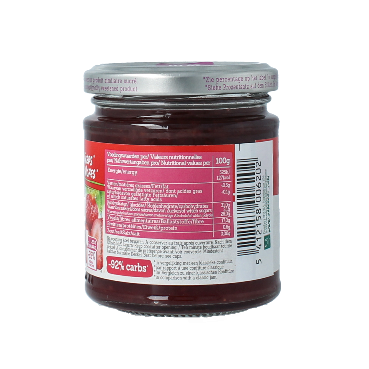 Damhert Confituur aardbei/framboos low carb 210.00 Gram