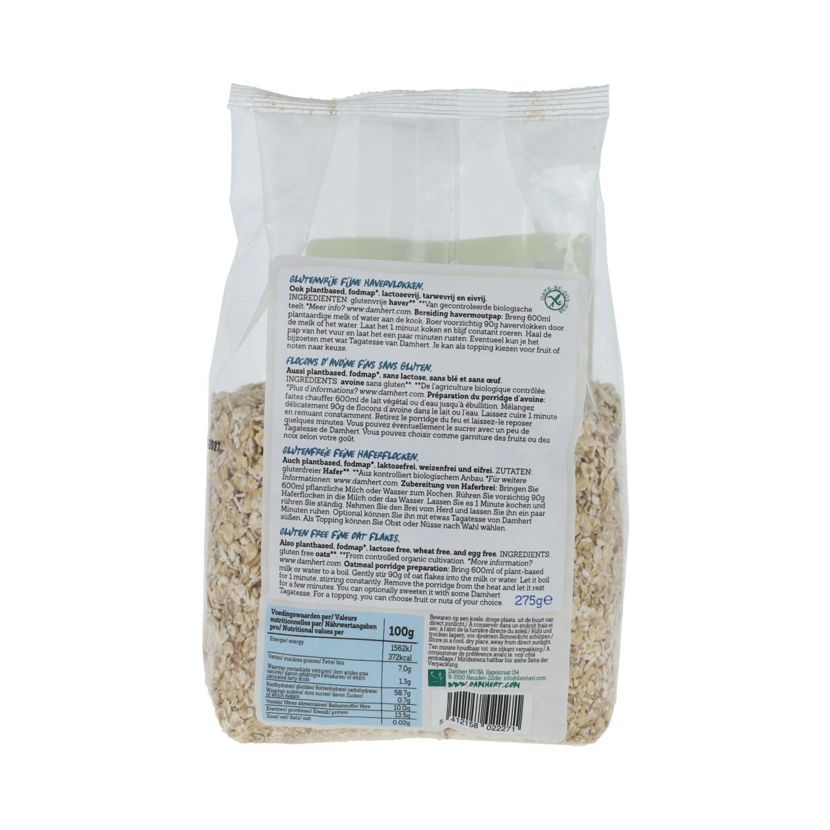 Damhert Havervlokken glutenvrij bio 275.00 Gram