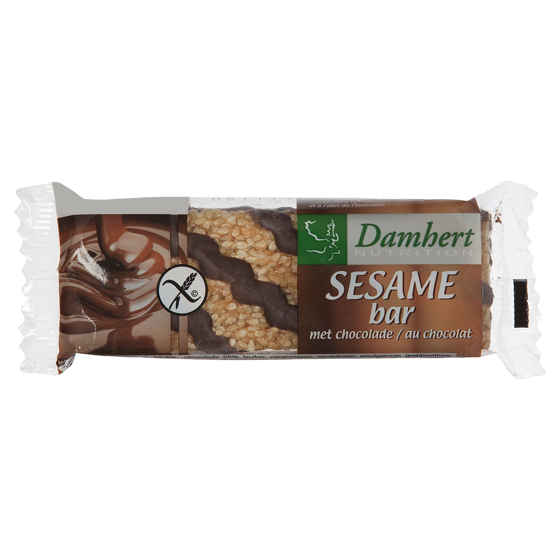 Damhert Sesambar chocolade glutenvrij 45.00 Gram