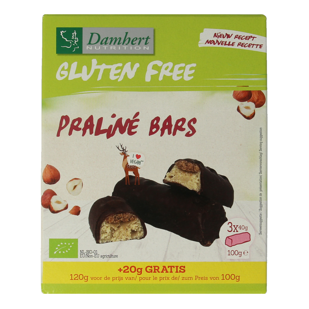 Damhert Pralinerepen glutenvrij bio 120.00 Gram