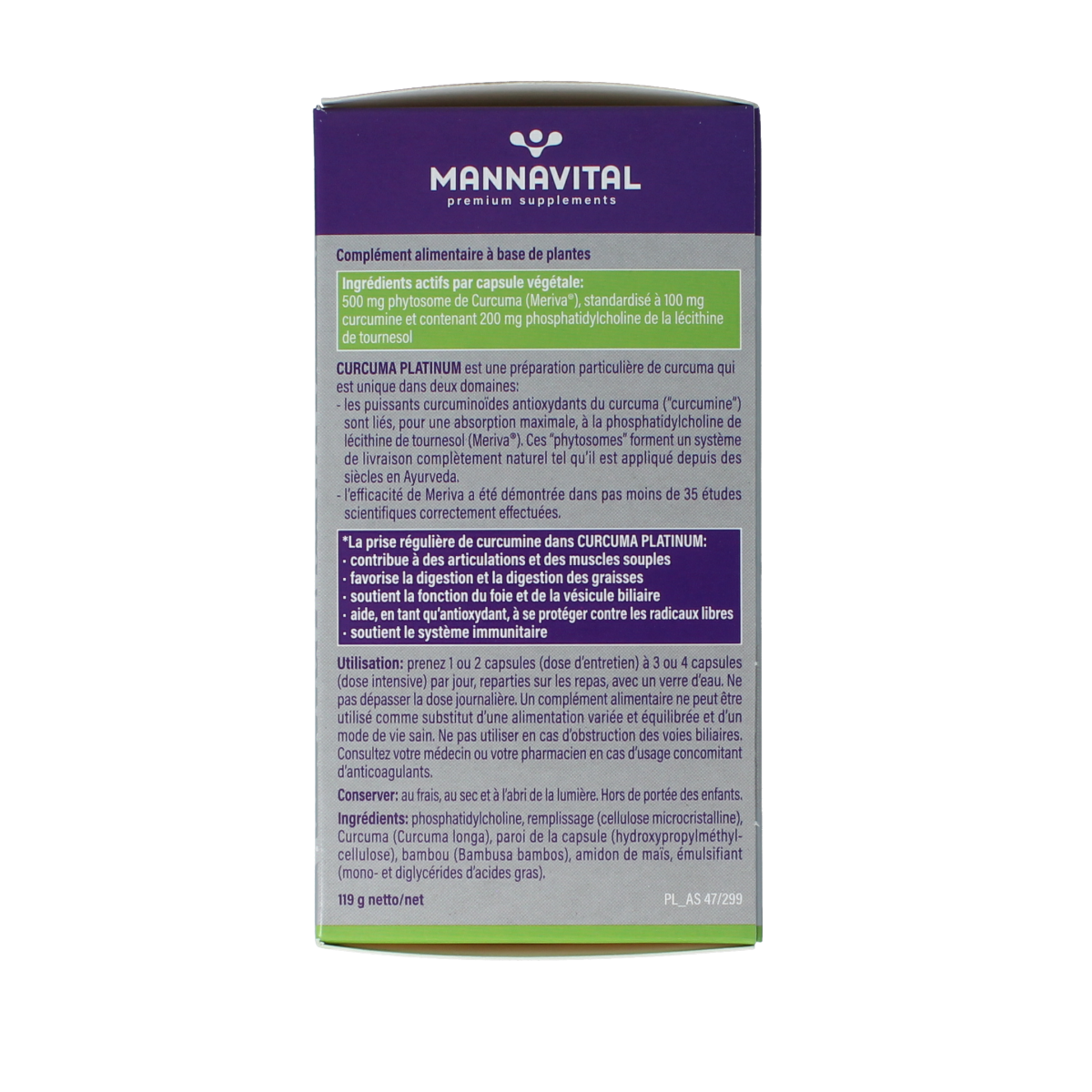 Mannavital Curcuma platinum 180.00 Vegetarische capsules