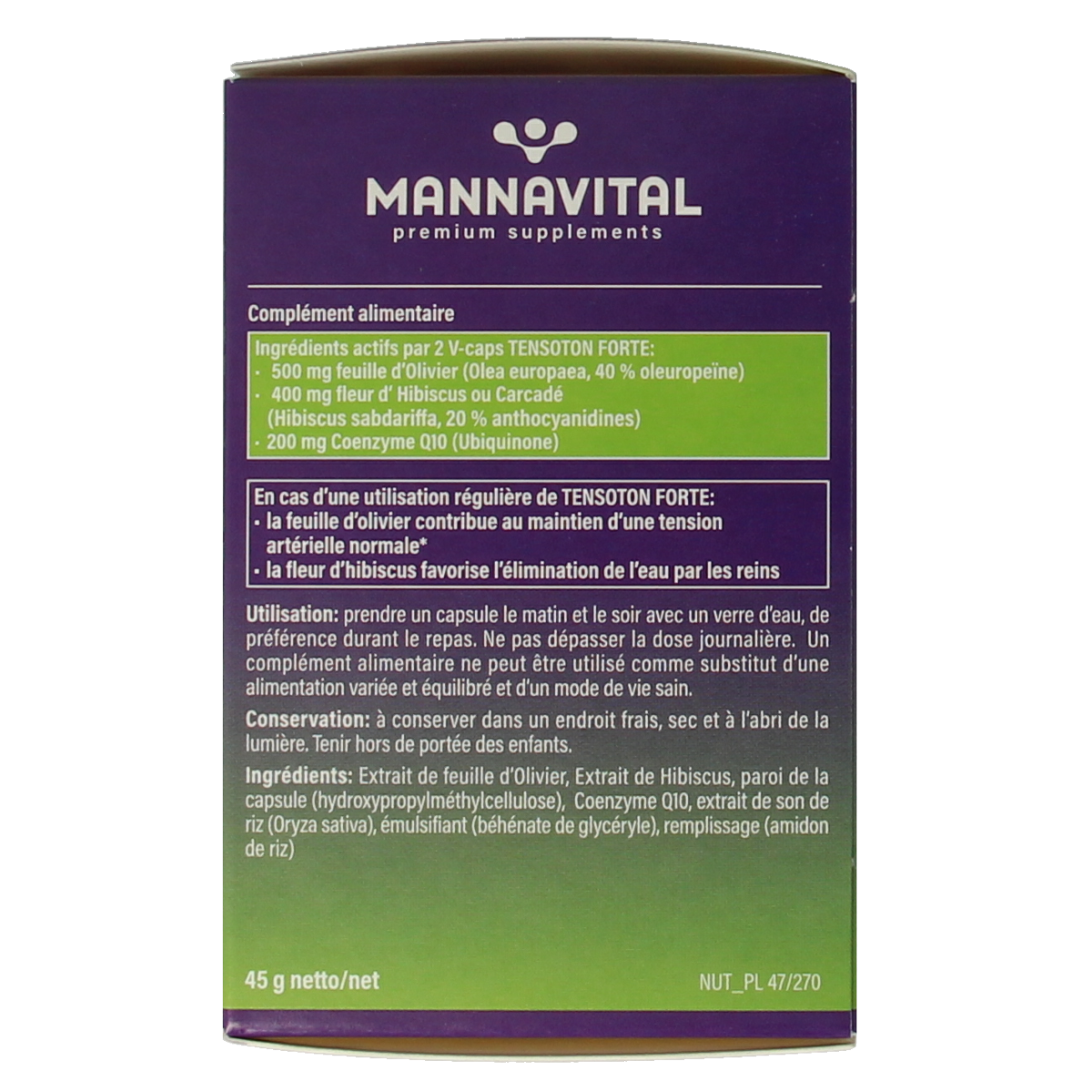 Mannavital Tensoton forte 60.00 Vegetarische capsules