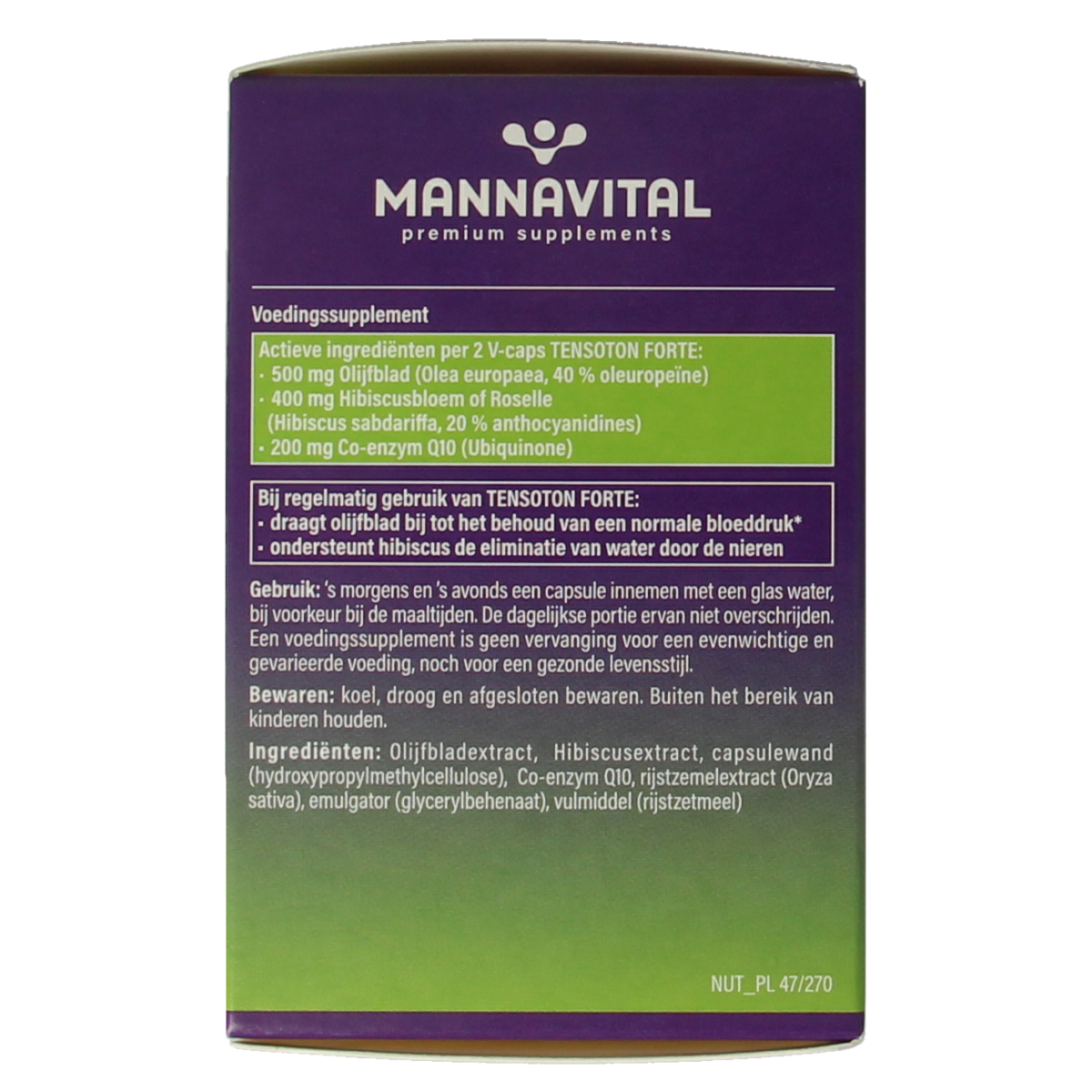 Mannavital Tensoton forte 60.00 Vegetarische capsules
