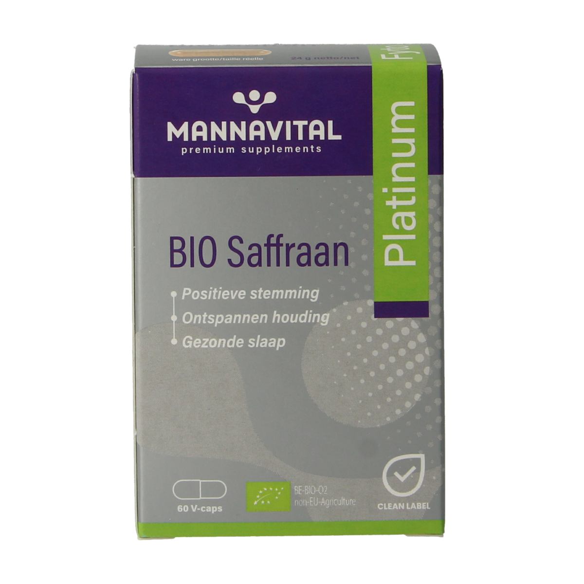 Mannavital Saffraan platinum bio 60.00 Vegetarische capsules