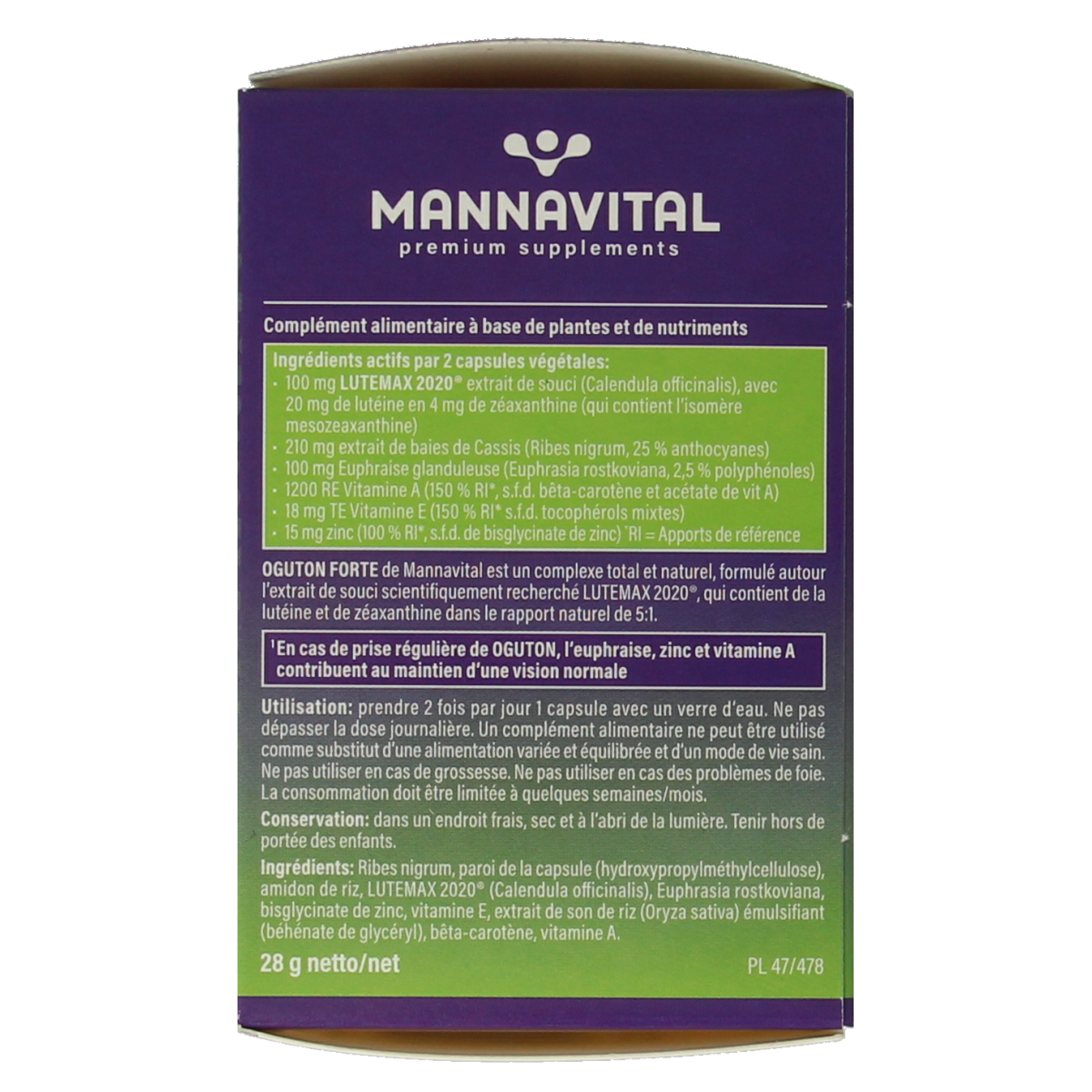 Mannavital Oguton forte 60.00 Vegetarische capsules