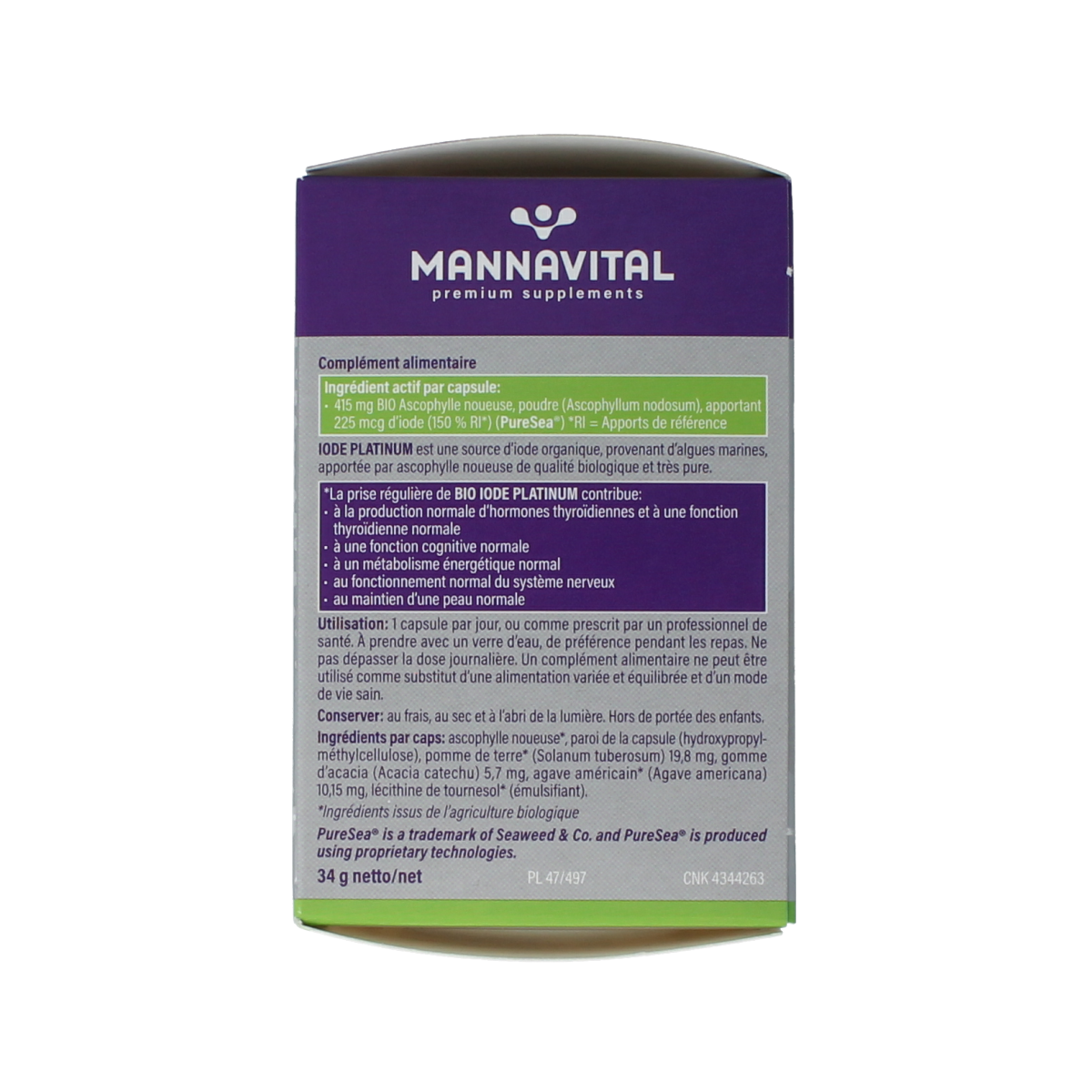 Mannavital Jodium platinum bio 90.00 Vegetarische capsules