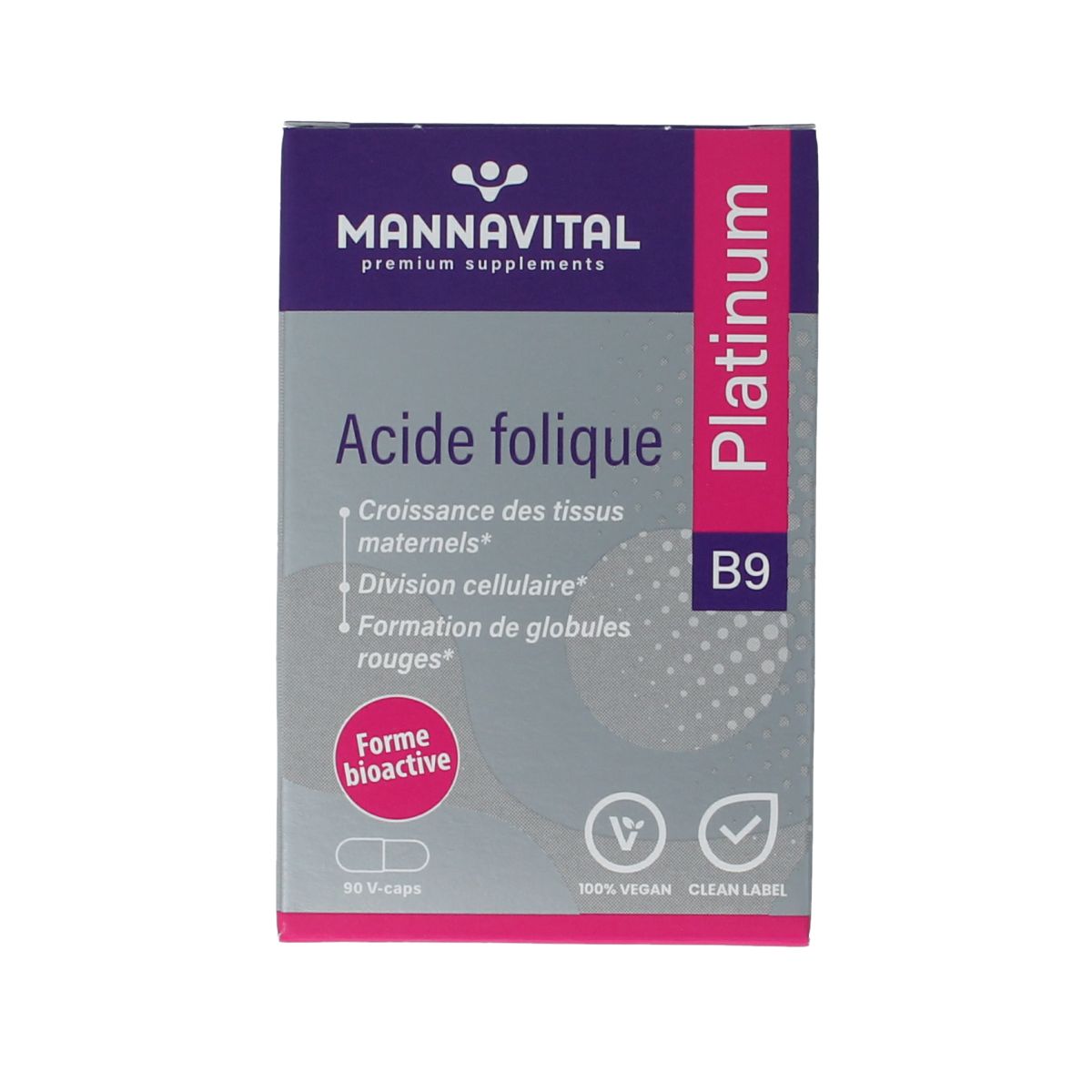 Mannavital Foliumzuur platinum 90.00 Vegetarische capsules