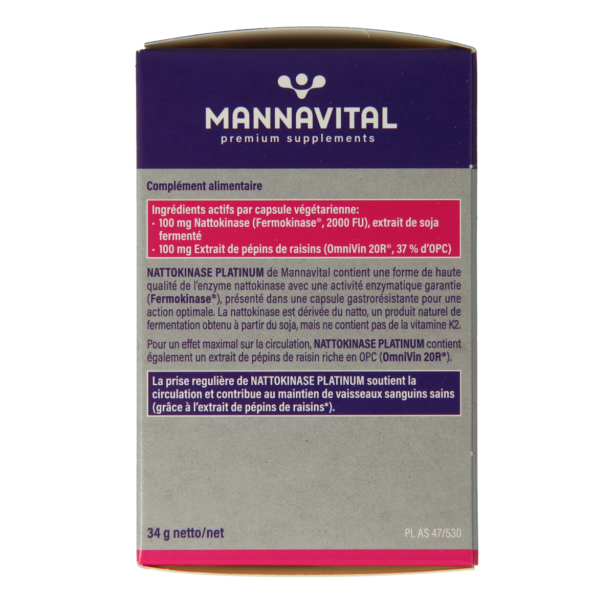 Mannavital Nattokinase platinum 90.00 Vegetarische capsules