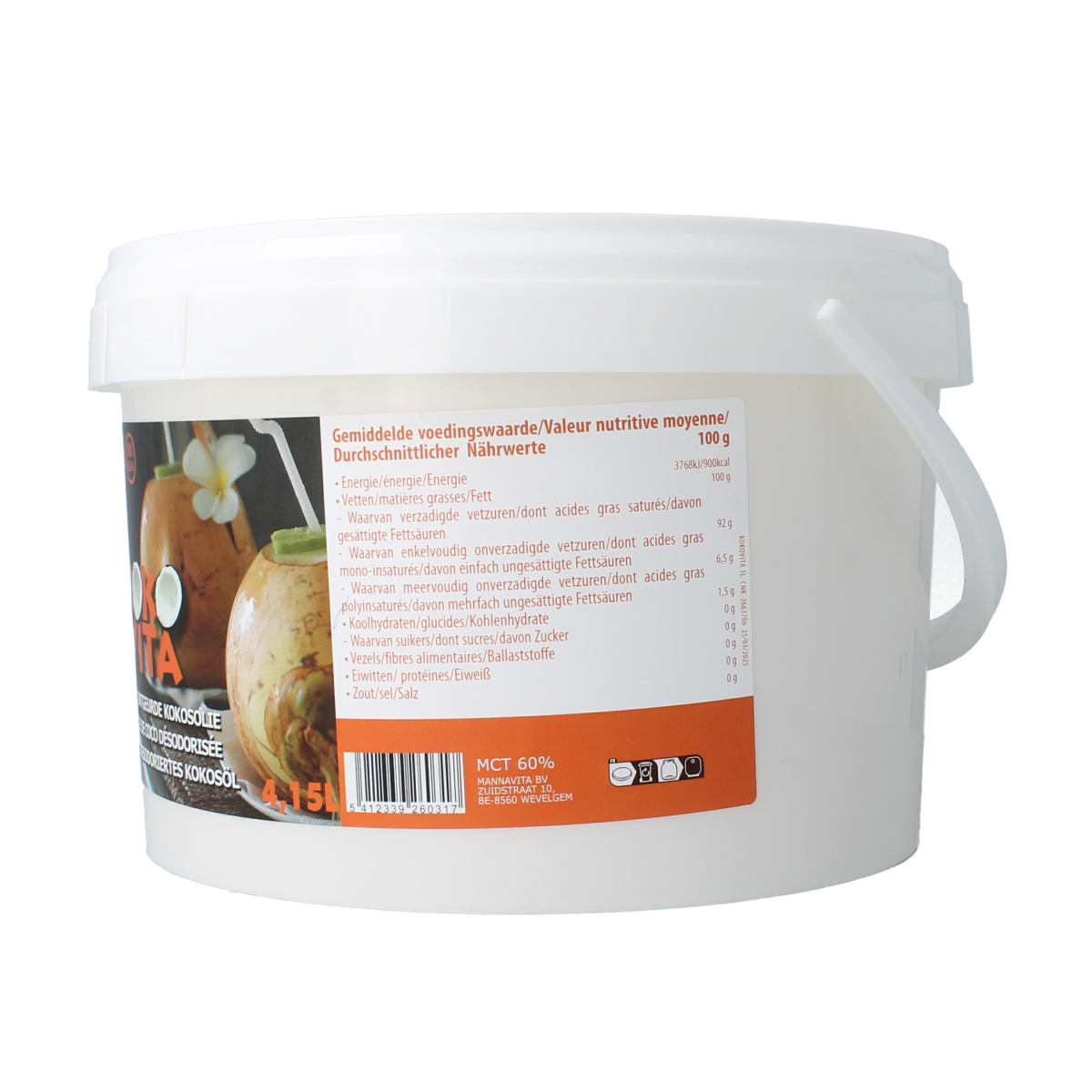 Kokovita Kokosolie geurloos bio 4150.00 Milliliter