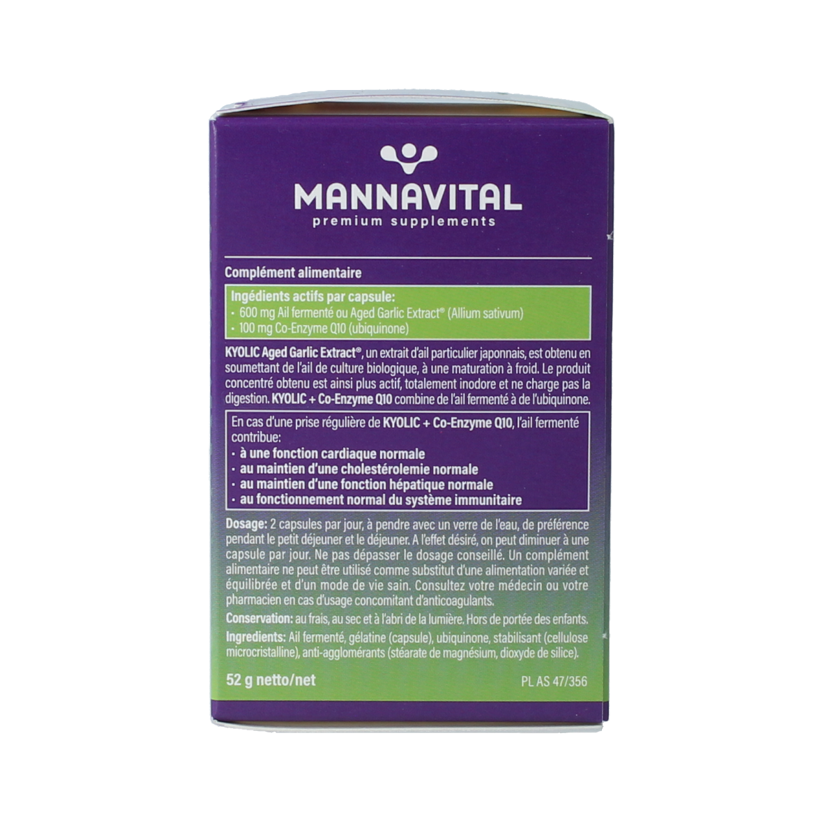 Mannavital Kyolic + co-enzym Q10 60.00 Capsules