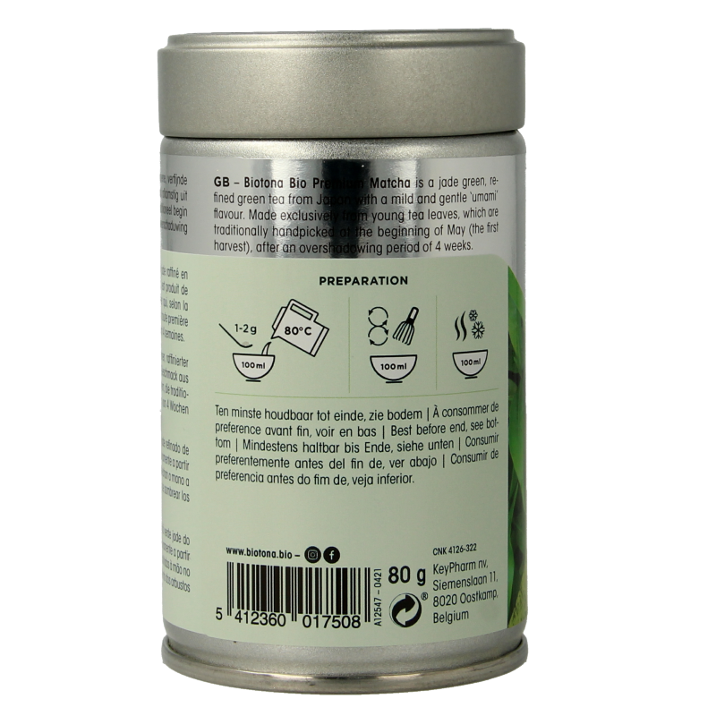 Biotona Premium matcha tea bio 80 Gram