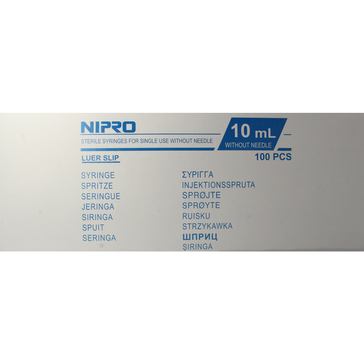 Nipro Injectiespuit luer 10ml 3-delig 100.00 Stuks