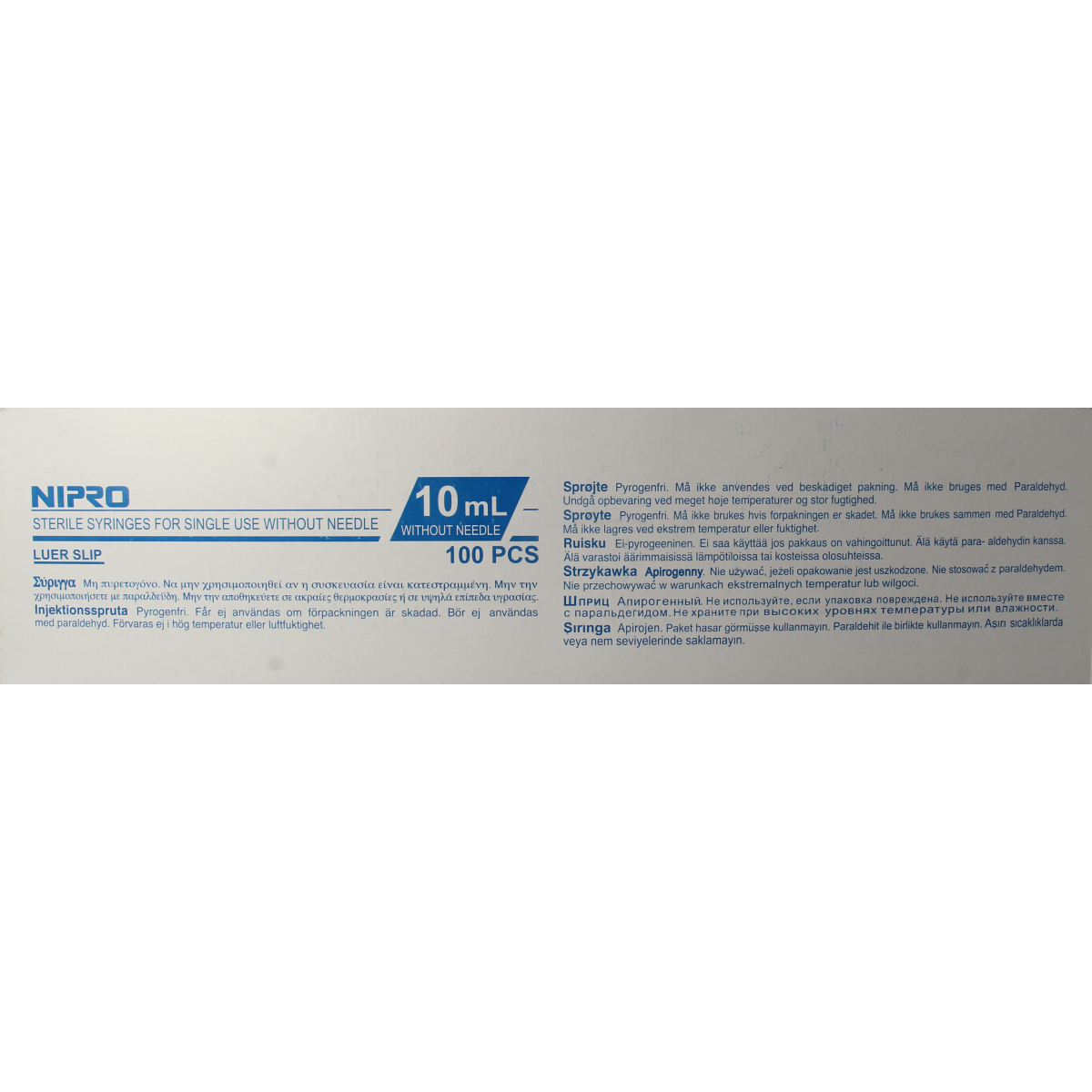 Nipro Injectiespuit luer 10ml 3-delig 100.00 Stuks