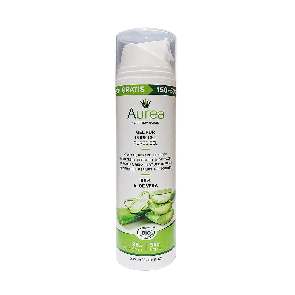 Aurea Aloe vera huidgel 150+50 bio 200 Milliliter