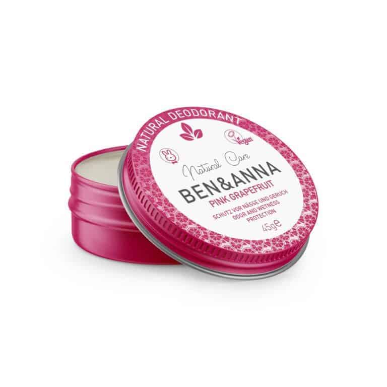 Ben & Anna Natural deodorant creme pink grapefruit blikje 45.00 Gram
