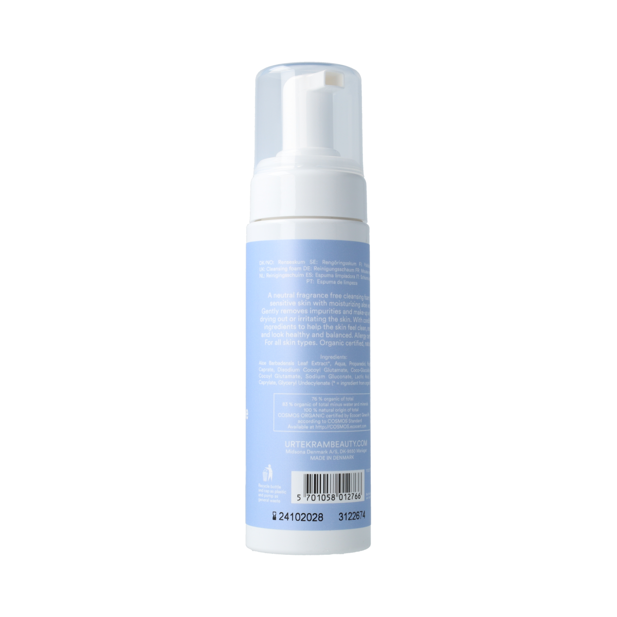 Urtekram Fragrance Free Reinigingsmousse – gevoelige huid 150.00 Milliliter