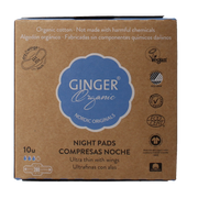 Ginger Organic Maandverband nacht met vleugels 10.00 Stuks