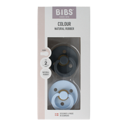 Bibs Fopspeen maat 2 iron / baby blue natural rubber 2 Stuks