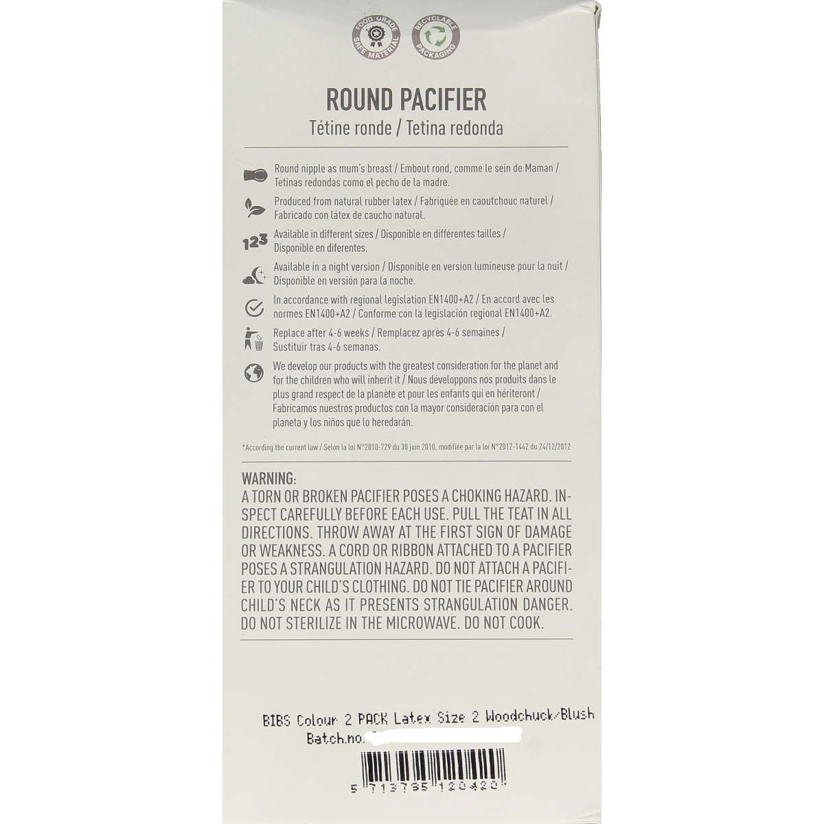 Bibs Fopspeen maat 2 woodchuck/blush 2 pack 2.00 Stuks