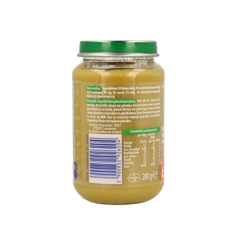 Olvarit Doperwten kip aardappel 6M06 200 Gram