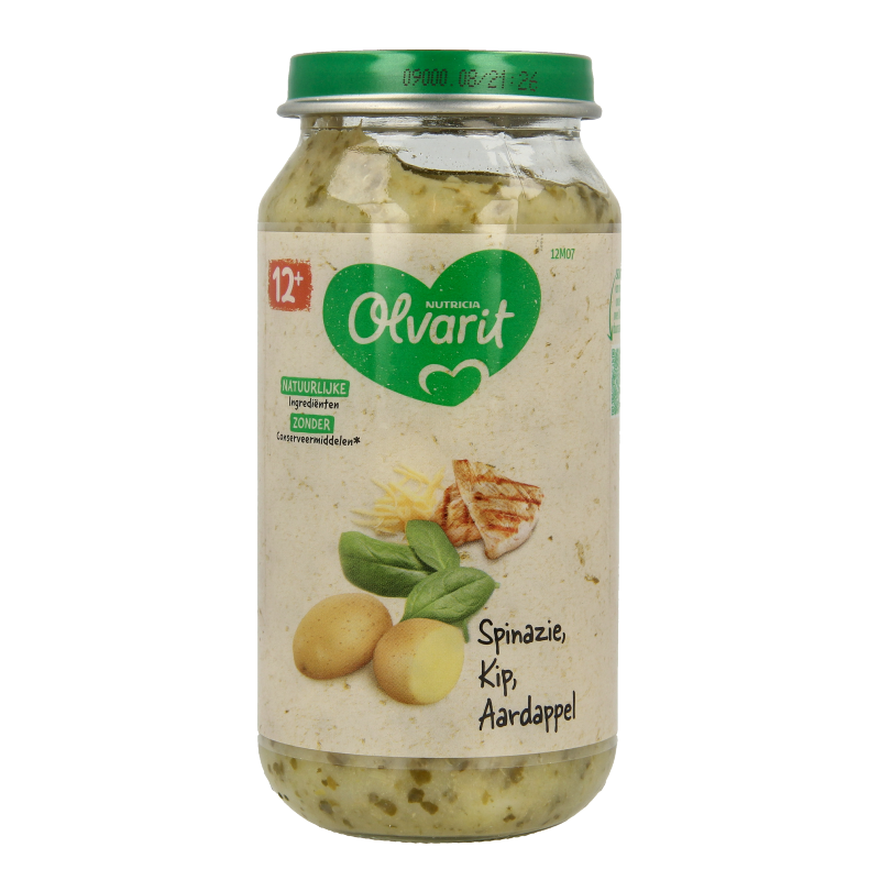 Olvarit Spinazie kip aardappel 12M07 250 Gram