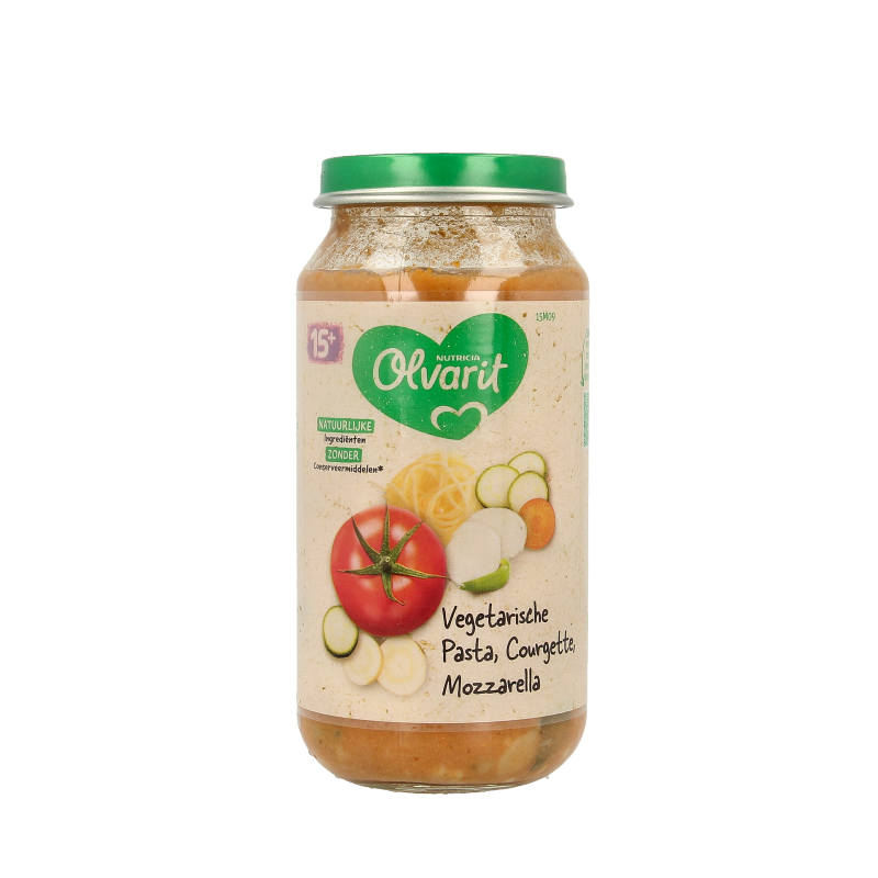 Olvarit Vegetarische pasta courgette mozzarella 15M09 250 Gram