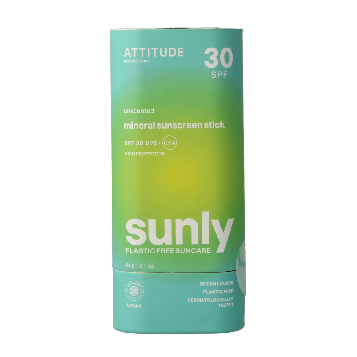 Attitude Sunly zonnebrandstick SPF30 parfumvrij 60.00 Gram