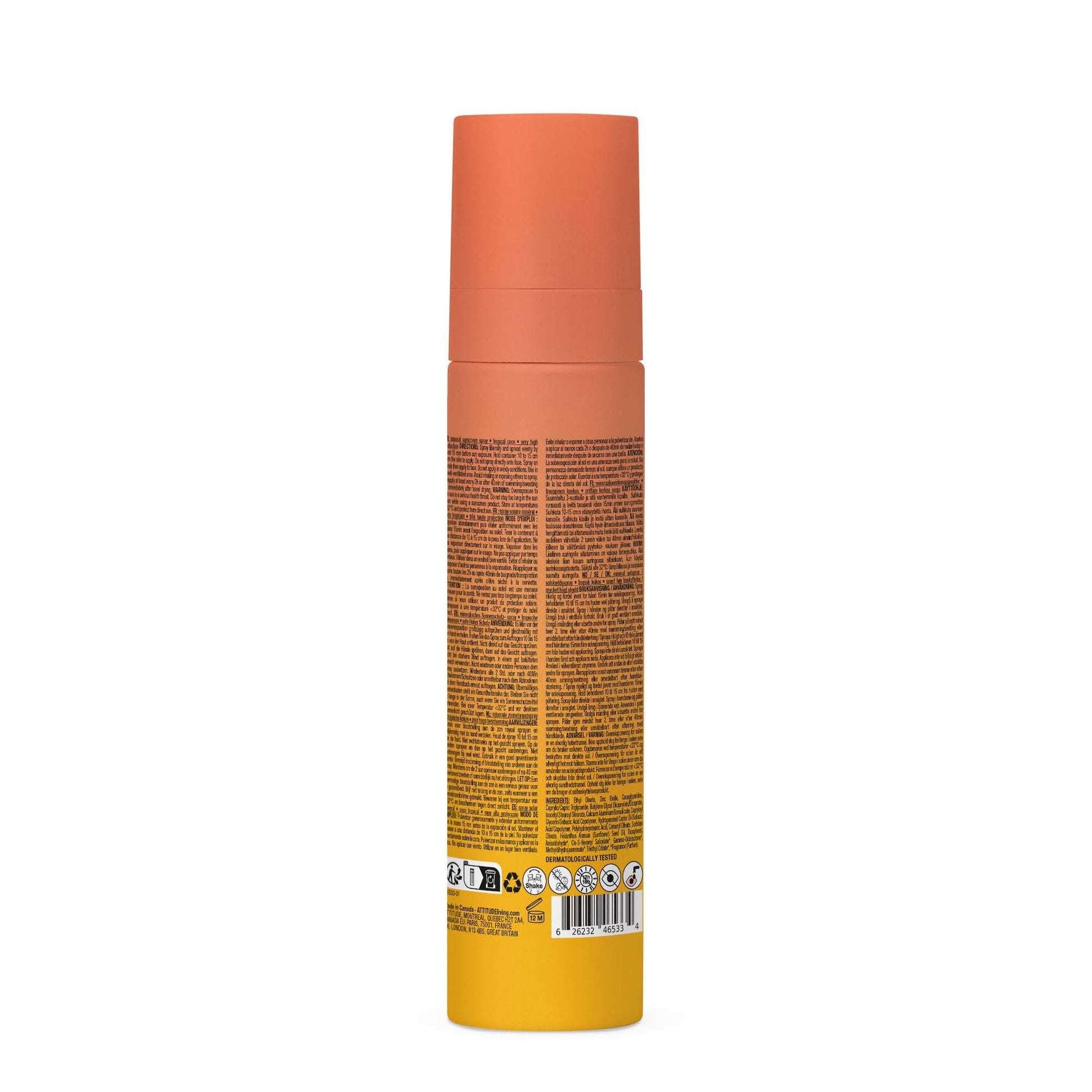 Attitude ATT SUNLY Sunscreen spray SPF50 Tropical coco 75.00 Milliliter