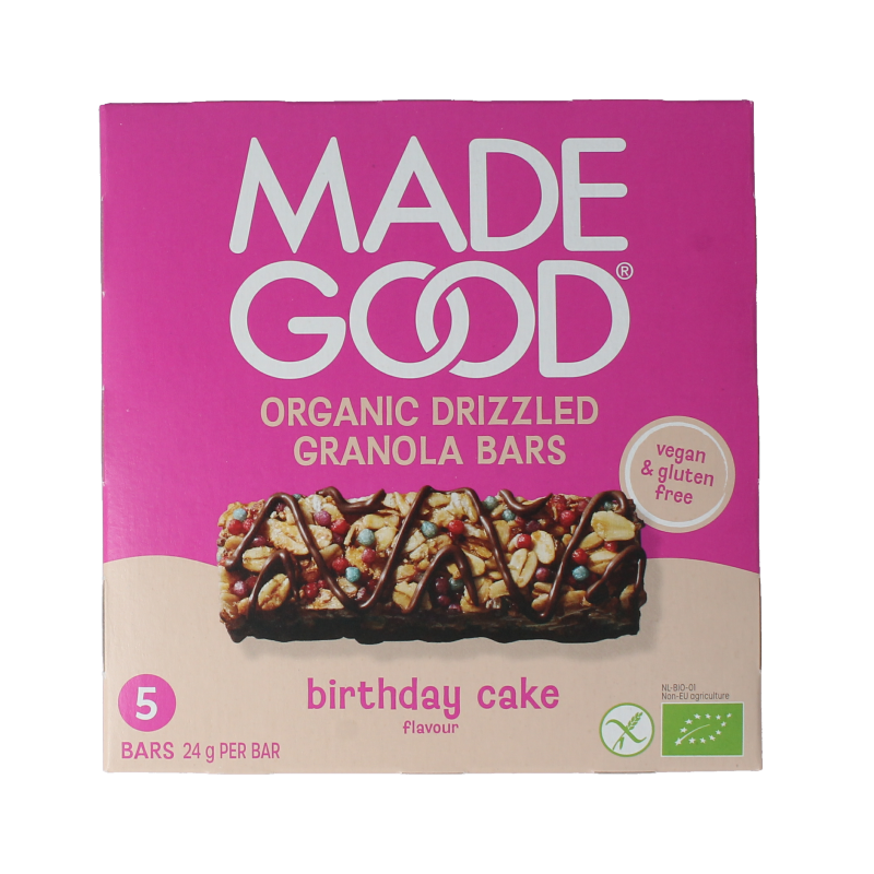 MadeGood  Granola bar birthday cake bio 5 Stuks