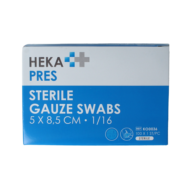 Hekapres Hydrofiel gaaskompres 5x8.5cm 100 Stuks