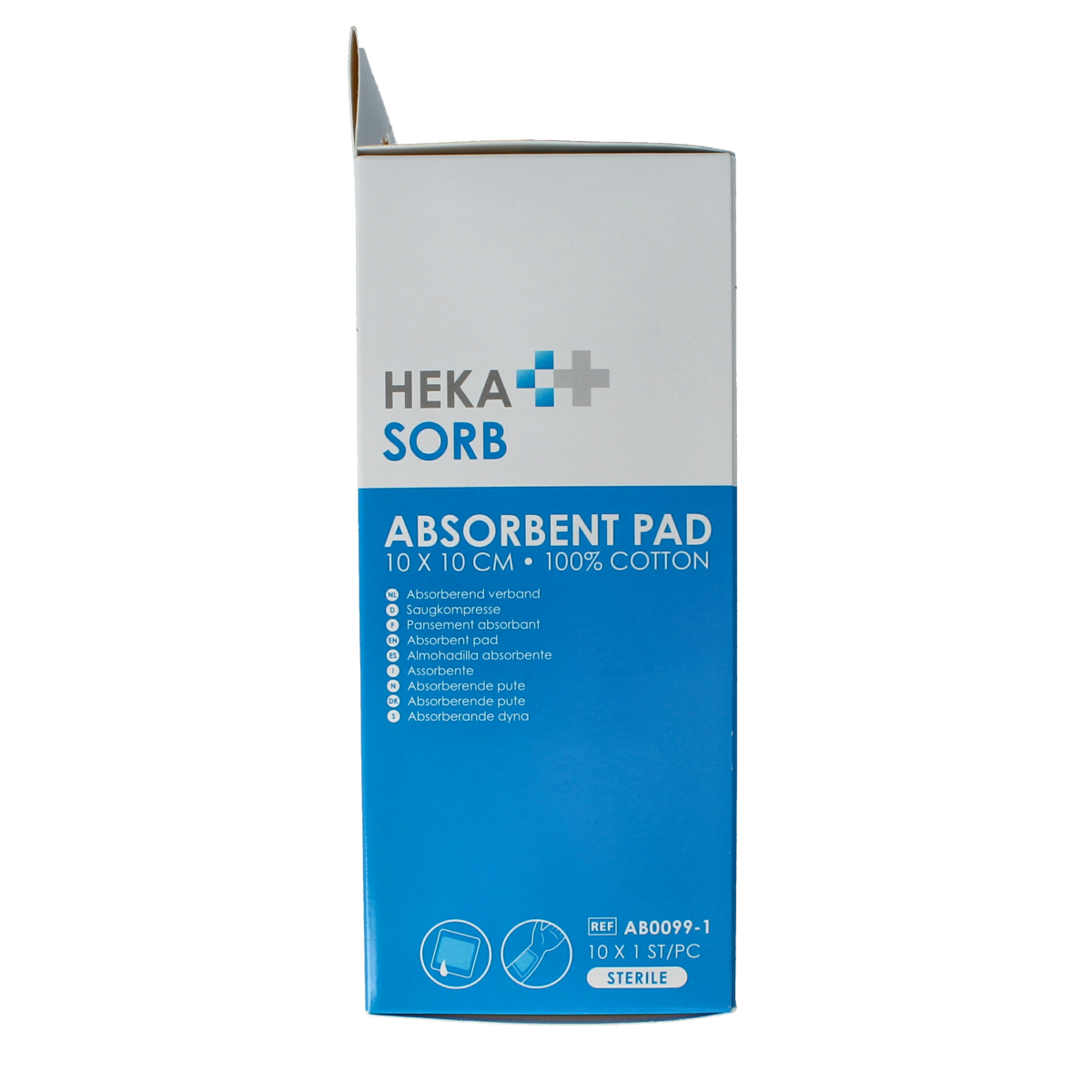 Hekasorb Absorberend verband 10x10cm steriel 10.00 Stuks