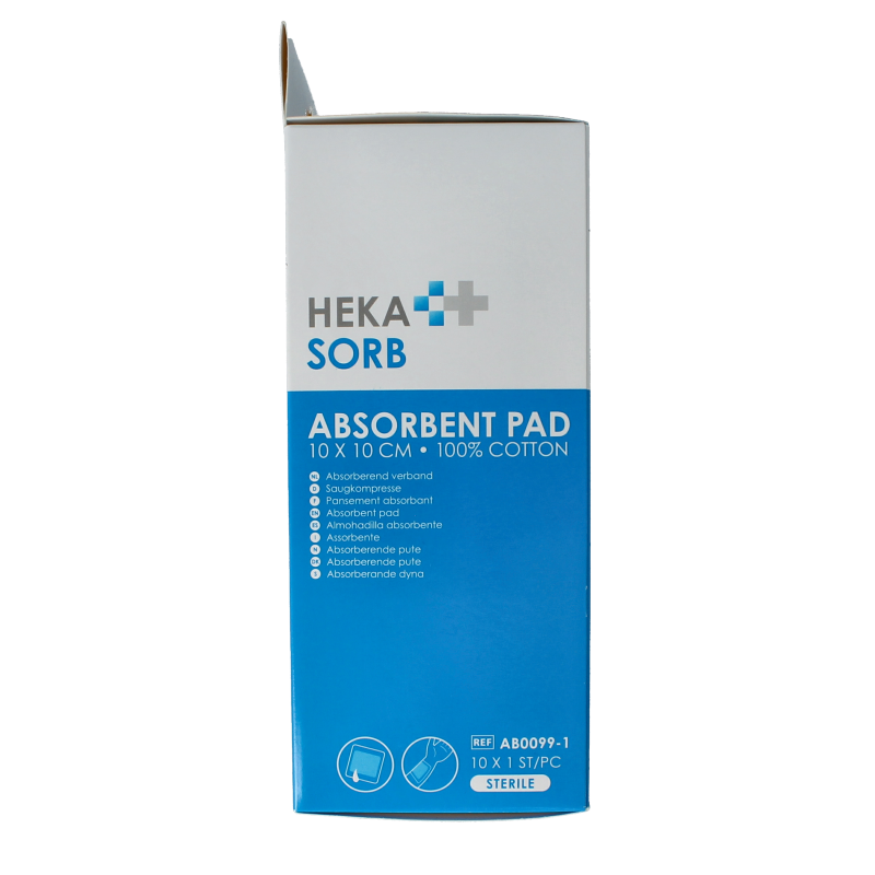 Hekasorb Absorberend verband 10x10cm steriel 10 Stuks