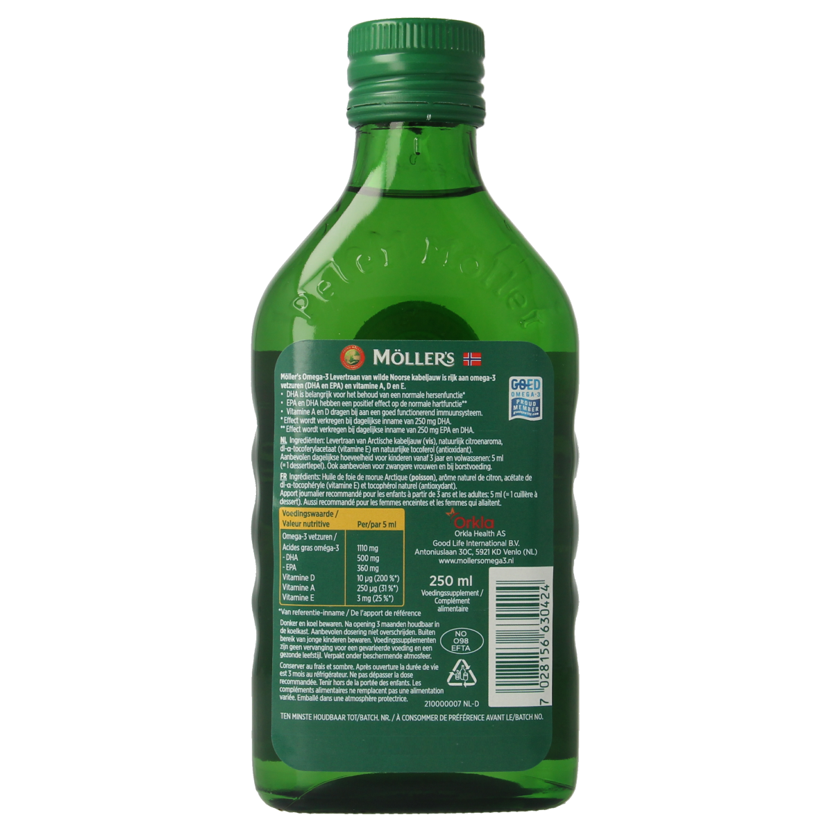 Mollers Omega-3 levertraan citroen 250.00 Milliliter