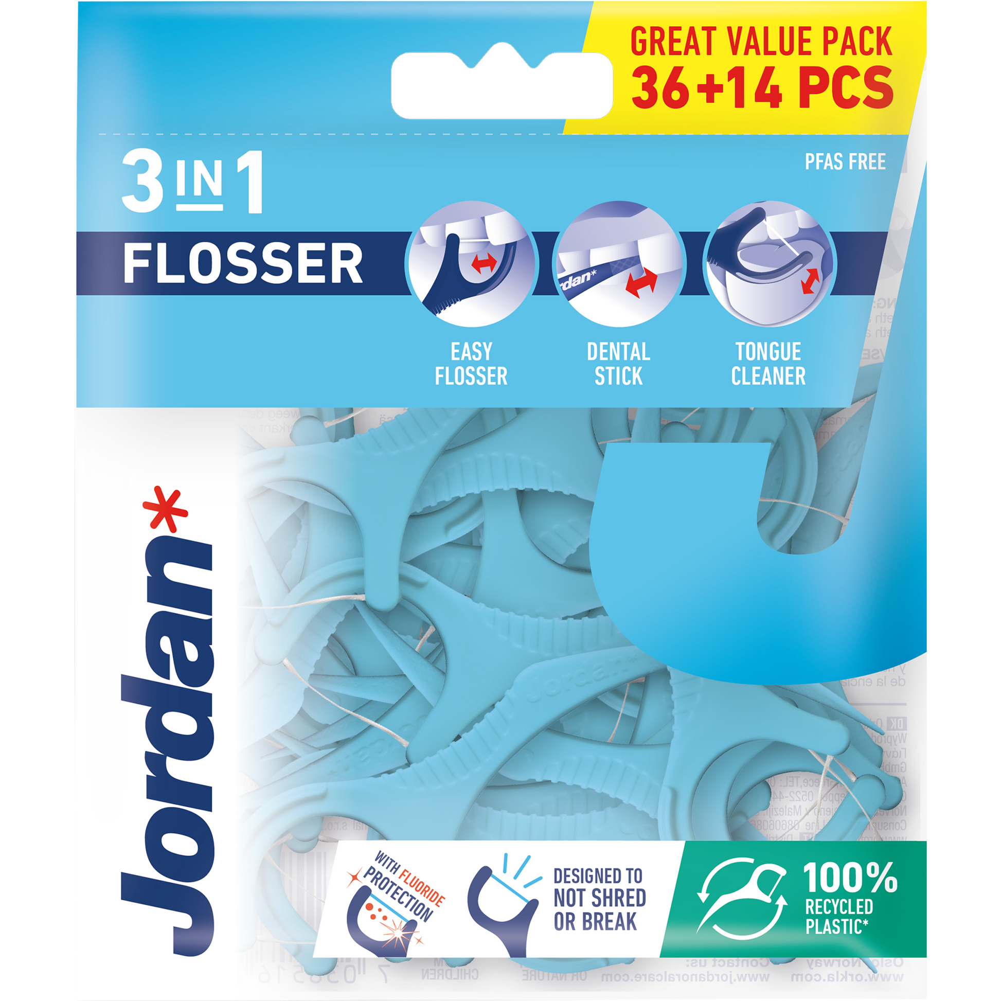 Jordan Flosser 3-in-1 36stuks+14 stuks gratis 50.00 Stuks