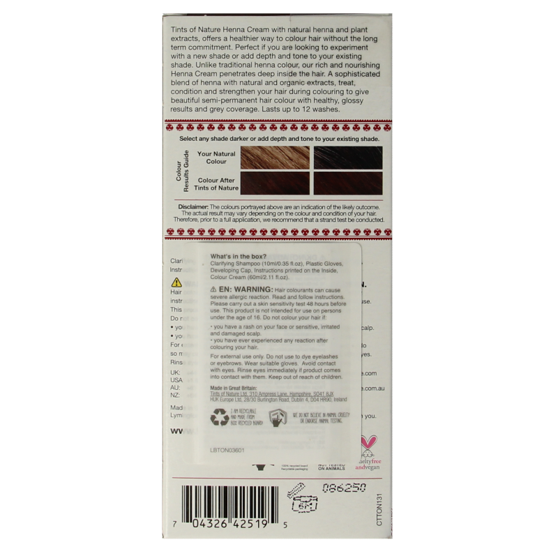 Tints Of Nature Henna cream chocolate semi permanent 70 Milliliter