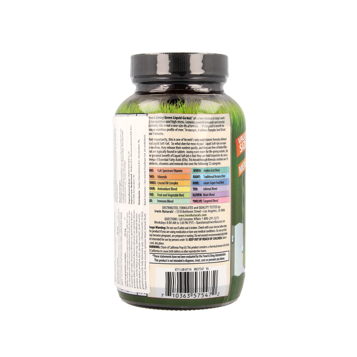 Irwin Naturals Living green liquid gel multi for men 120.00 Softgels