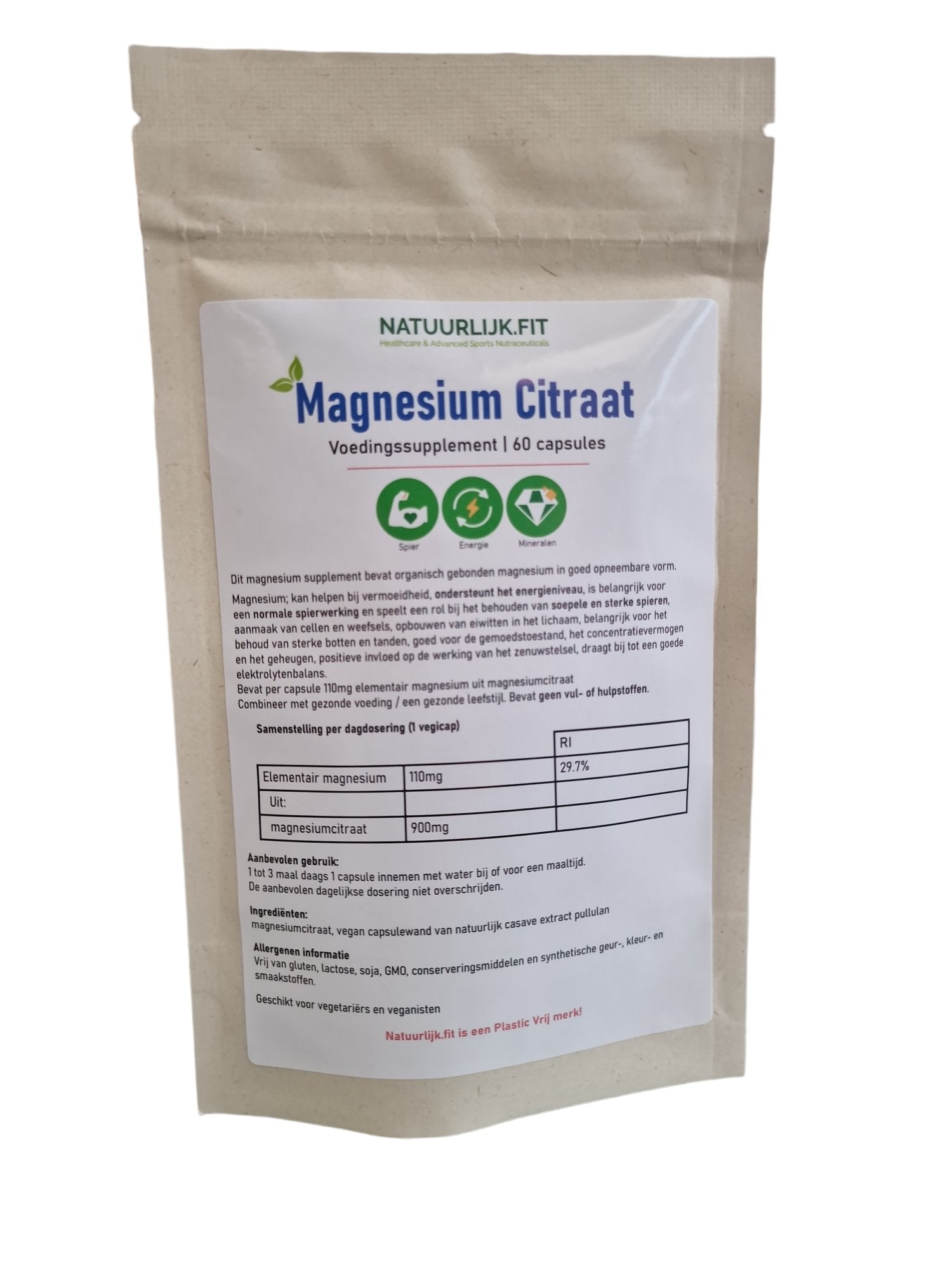 Natuurlijk.fit Magnesium citraat 60.00 Capsules