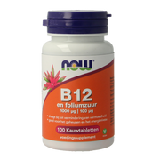 NOW Vitamine B12 1000mcg en Foliumzuur 100mcg 100.00 Kauwtabletten