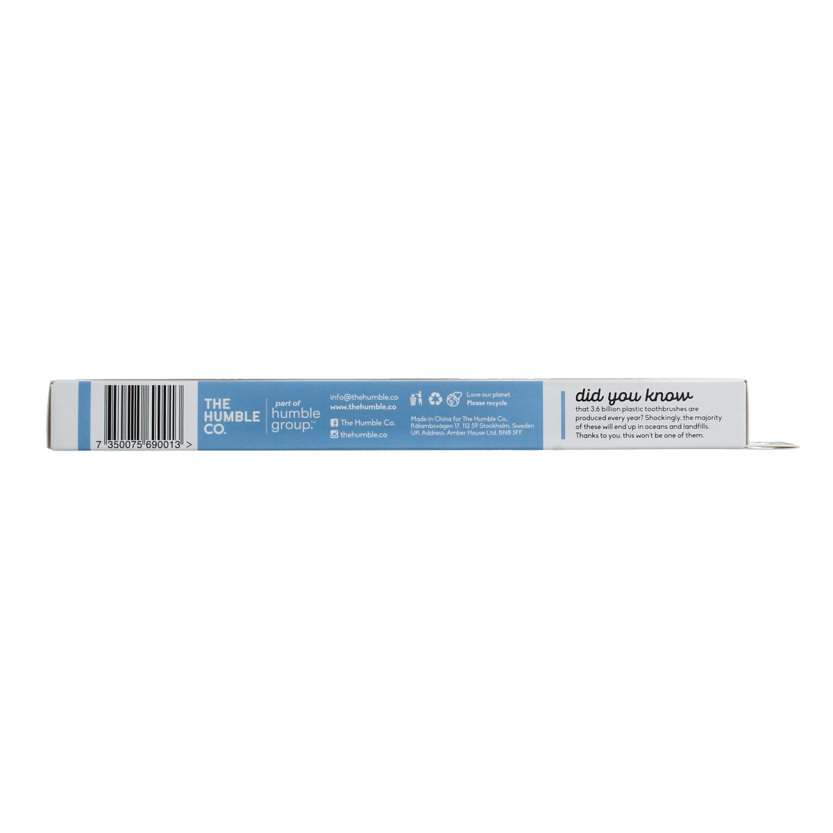 The Humble Co Tandenborstel bamboe adult blauw brush soft 1.00 Stuks