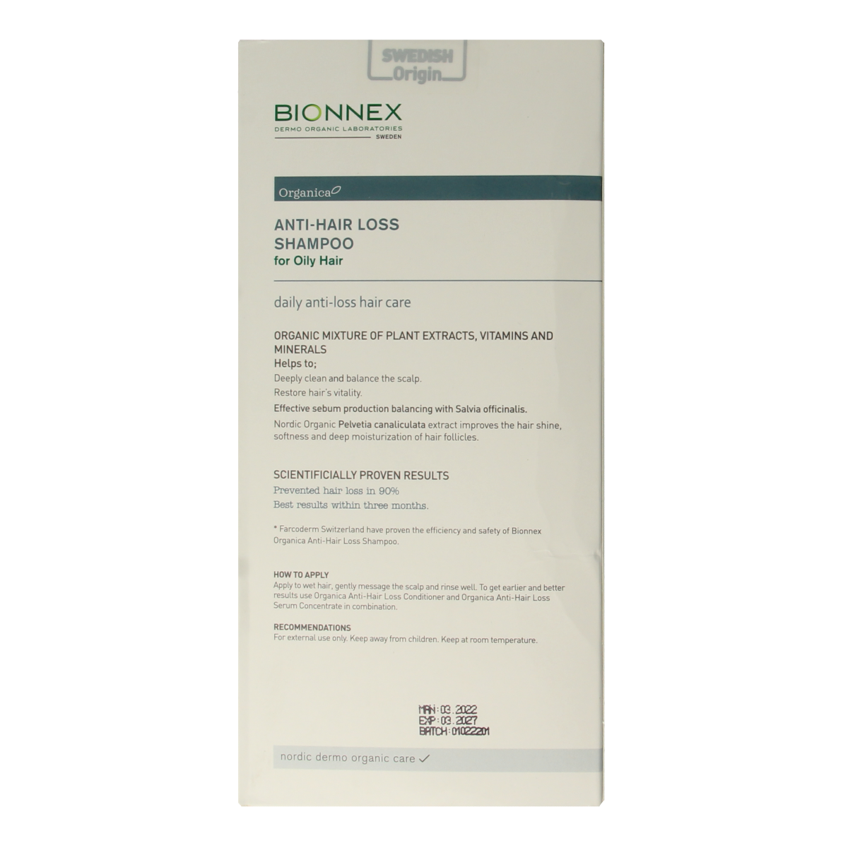 Bionnex Shampoo anti hair loss for oily hair 300.00 Milliliter
